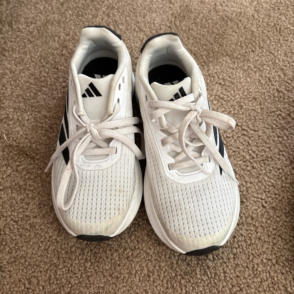 adidas Kids White and Black Mesh Lace-Up Sneakers